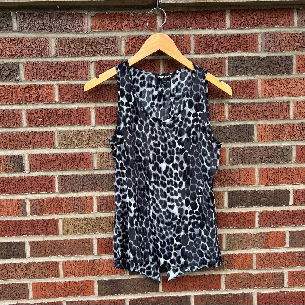 Express Black And Gray Cheetah Print Open Back Ch… - image 1